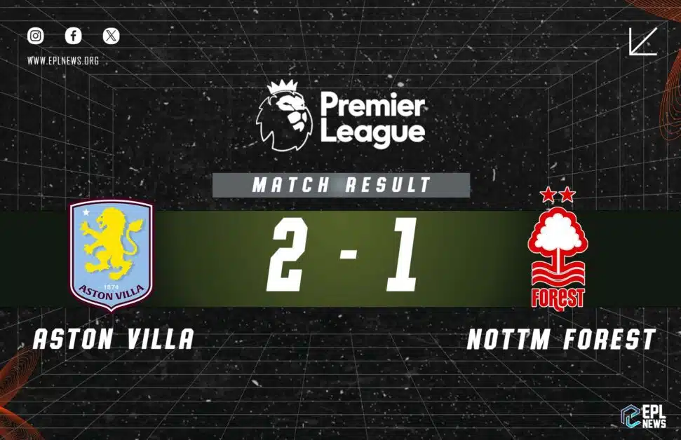 एस्टन विला बनाम नॉटिंघम फ़ॉरेस्ट 2-1 रिपोर्ट